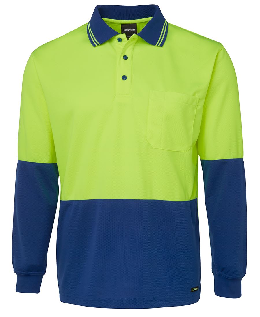 JB's HV L/S TRAD POLO LIME/NAVY