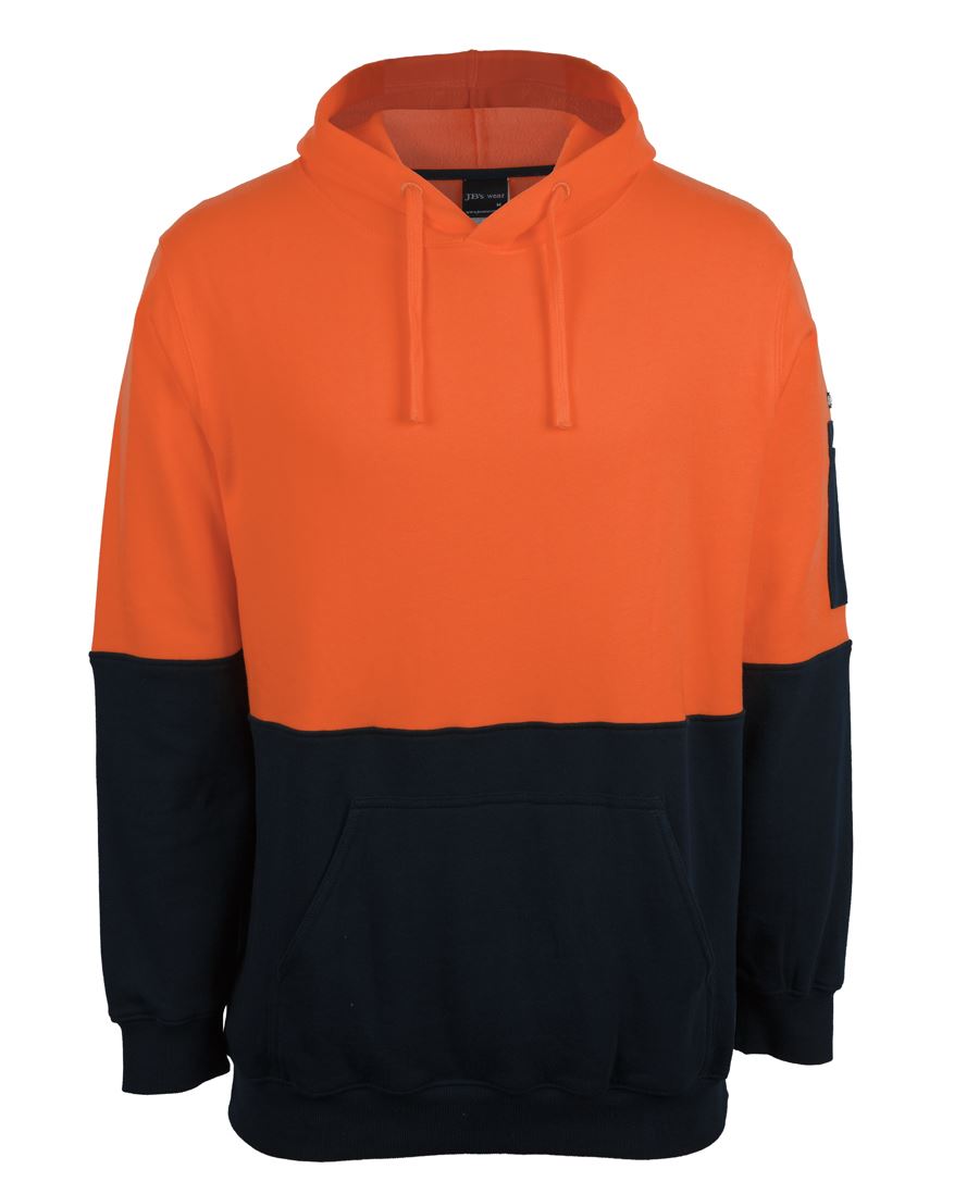 JB's HV 310 COTTON PULL OVER FLEECE HOODIE ORANGE/NAVY