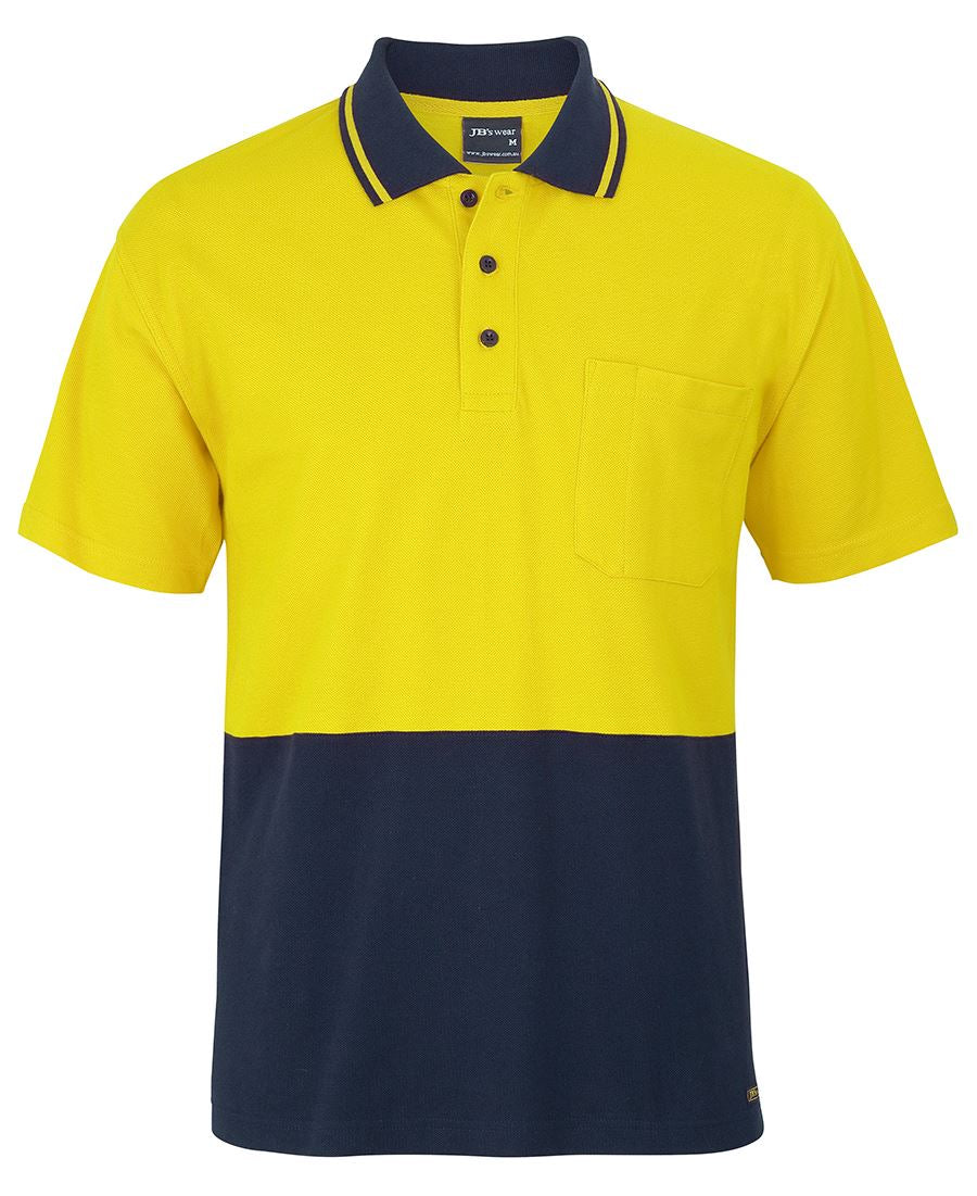 JB's HV S/S COTTON PIQUE TRAD POLO YELLOW/NAVY