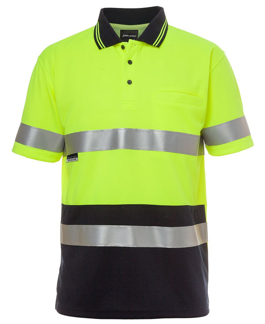 JB's HV S/S NON CUFF (D+N) TRAD POLO LIME/NAVY