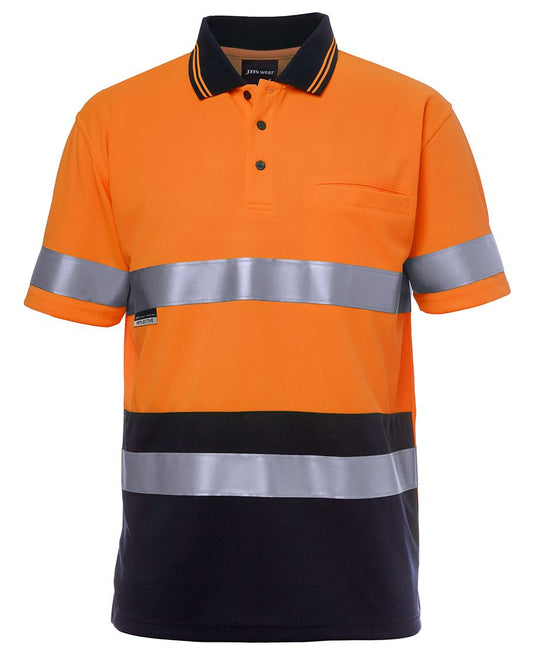 JB's HV S/S NON CUFF (D+N) TRAD POLO LIME/NAVY