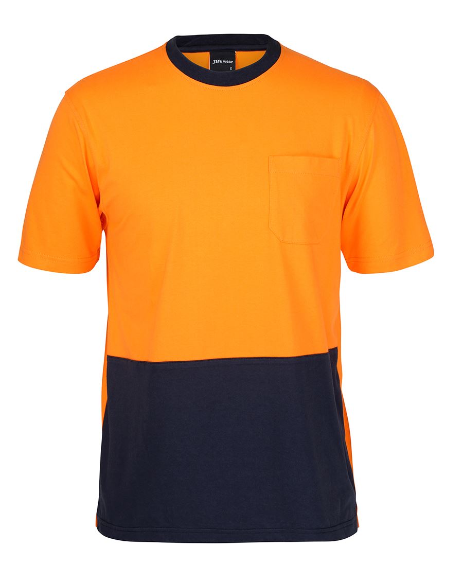JB's HV CREW NECK COTTON T-SHIRT ORANGE/NAVY