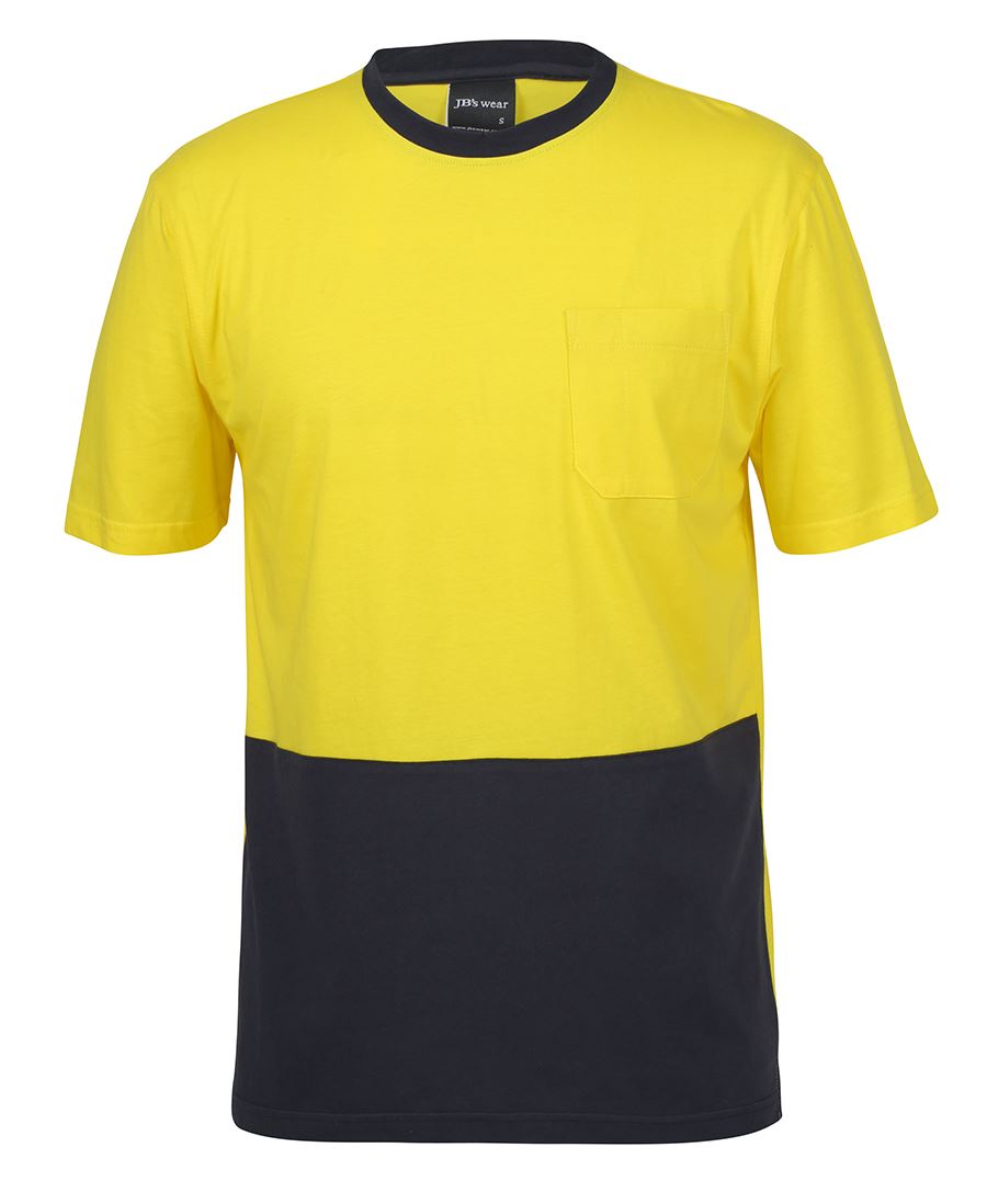 JB's HV CREW NECK COTTON T-SHIRT ORANGE/NAVY