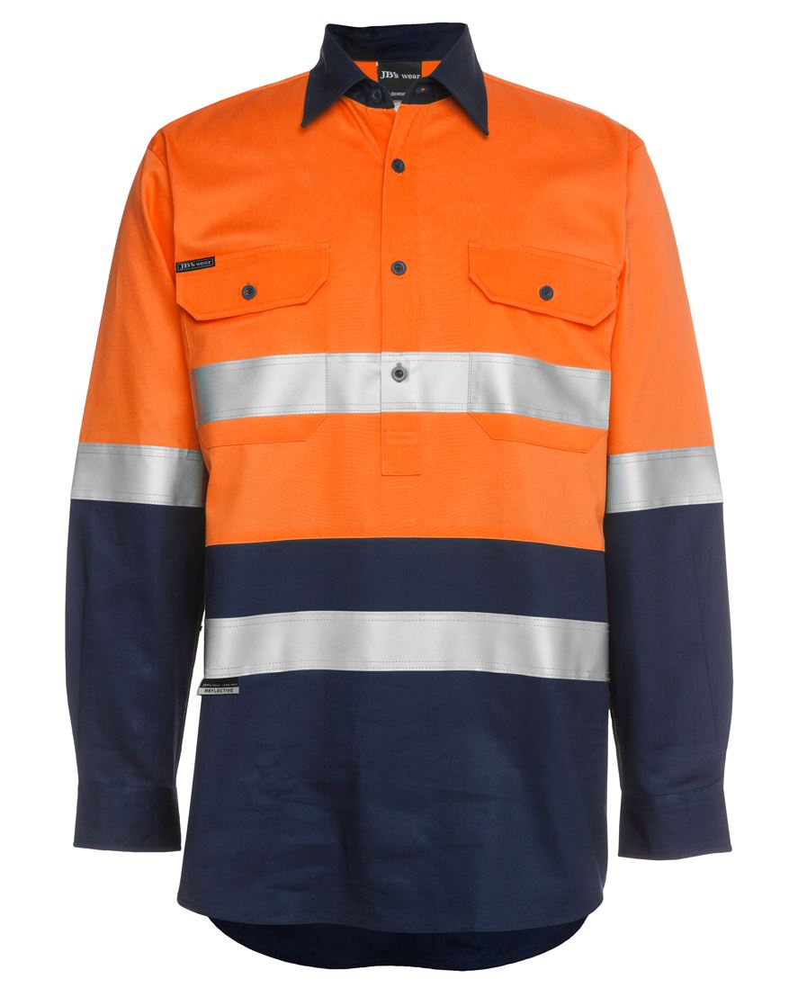 JB's HV (D+N) CLOSE FRONT L/S 190G SHIRT ORANGE