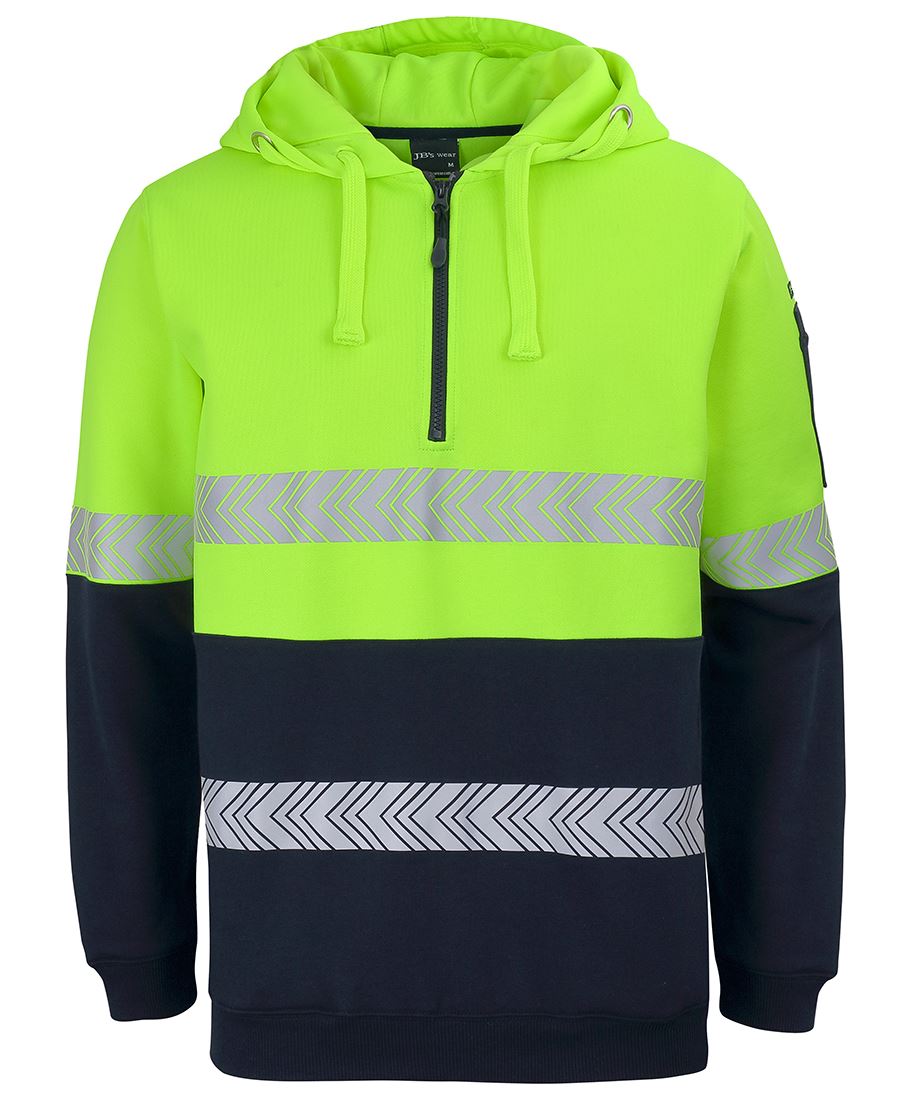 JB's HV (D+N) 1/2 ZIP SEGMENTED TAPE HOODIE LIME/NAVY