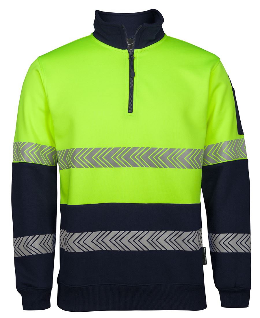 JB's HV 1/2 ZIP SEGMENTED TAPE FLEECY LIME/NAVY