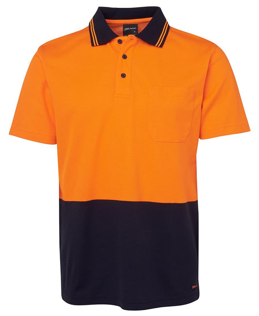JB's HV NON CUFF S/S COTTON BACK POLO LIME/NAVY