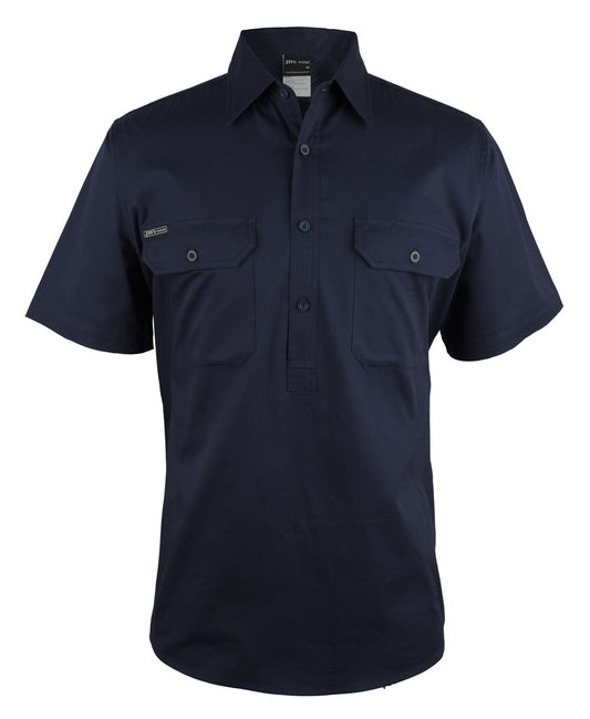 JB's CLOSE FRONT S/S 150G WORK SHIRT NAVY