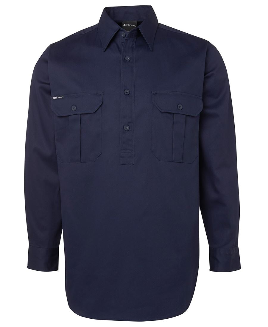 JB's CLOSE FRONT L/S WORK SHIRT NAVY
