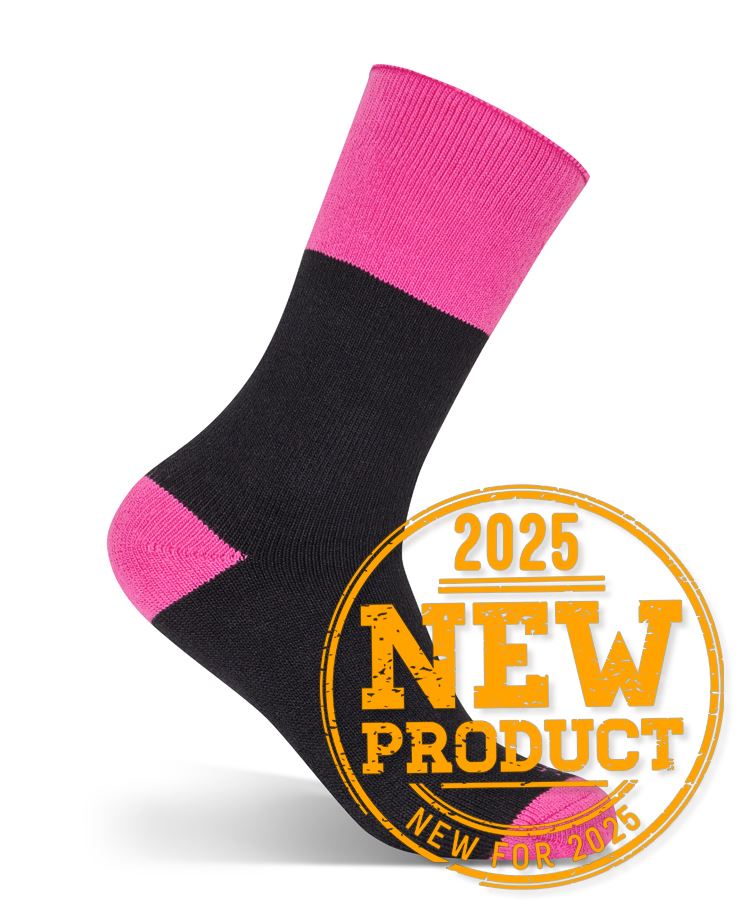 JB's LADIES WORK SOCK 3 PACK BLACK/PINK - 9