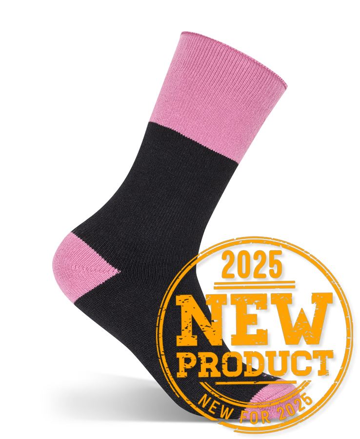 JB's LADIES WORK SOCK 3 PACK BLACK/PINK - 9
