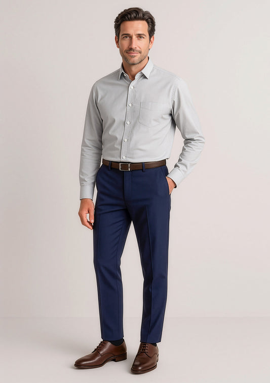 Mens Siena Slim Fit Flat Front Pant (Regular) - Marine