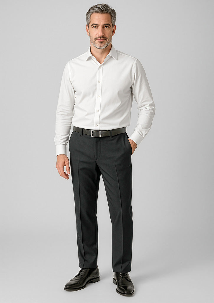 Mens Comfort Wool Stretch Adjustable Waist Pant - Black