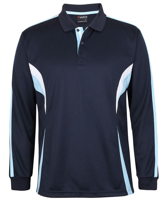 PODIUM L/S COOL POLO BLACK/AQUA/GREY