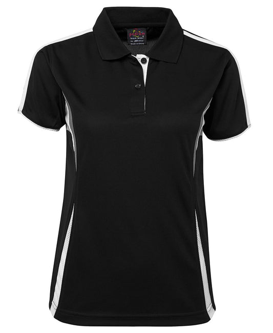 PODIUM LADIES COOL POLO BLACK/AQUA/GREY