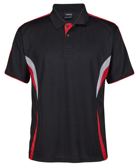 PODIUM COOL POLO BLACK/RED/GREY