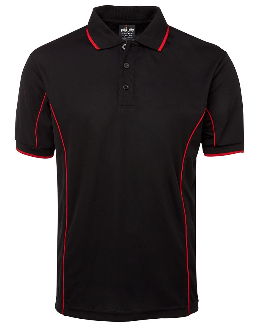 PODIUM S/S PIPING POLO BLACK/RED