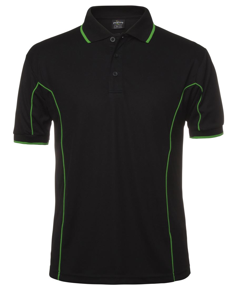 PODIUM S/S PIPING POLO BLACK/RED