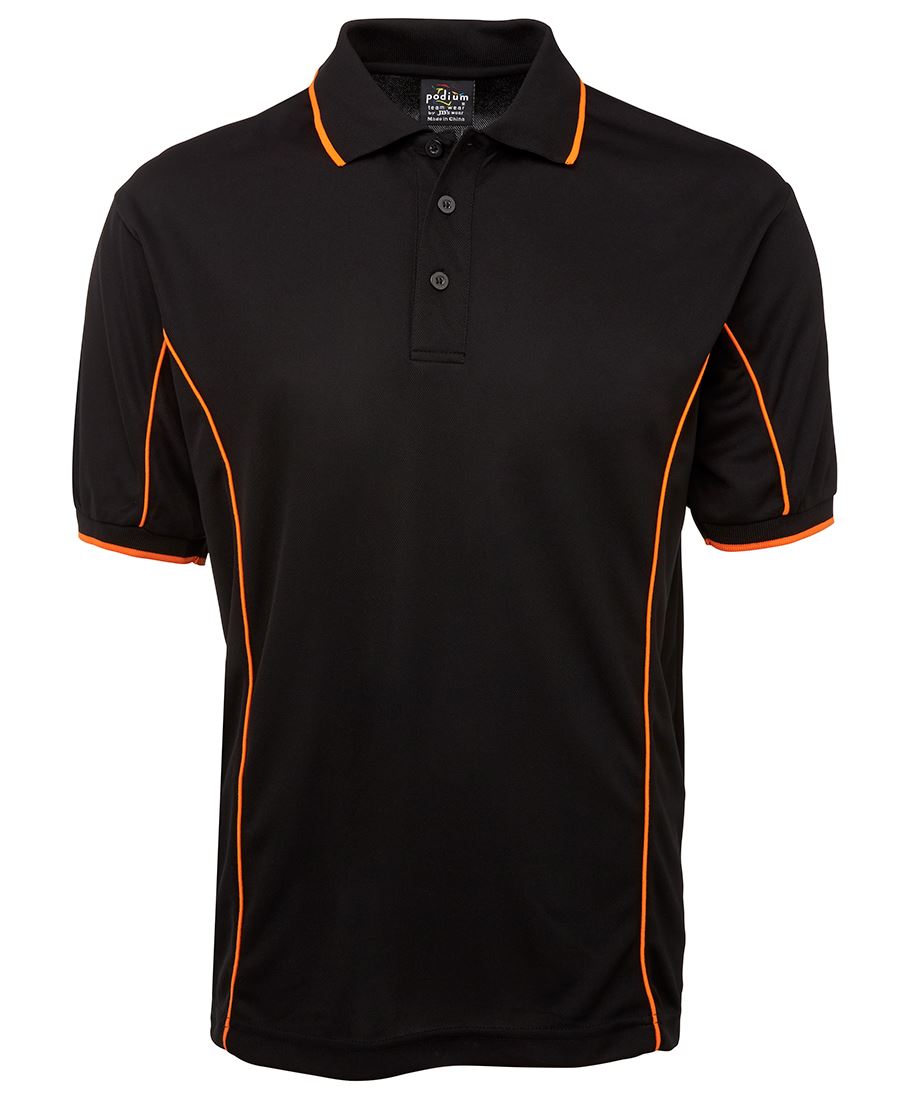 PODIUM S/S PIPING POLO BLACK/RED