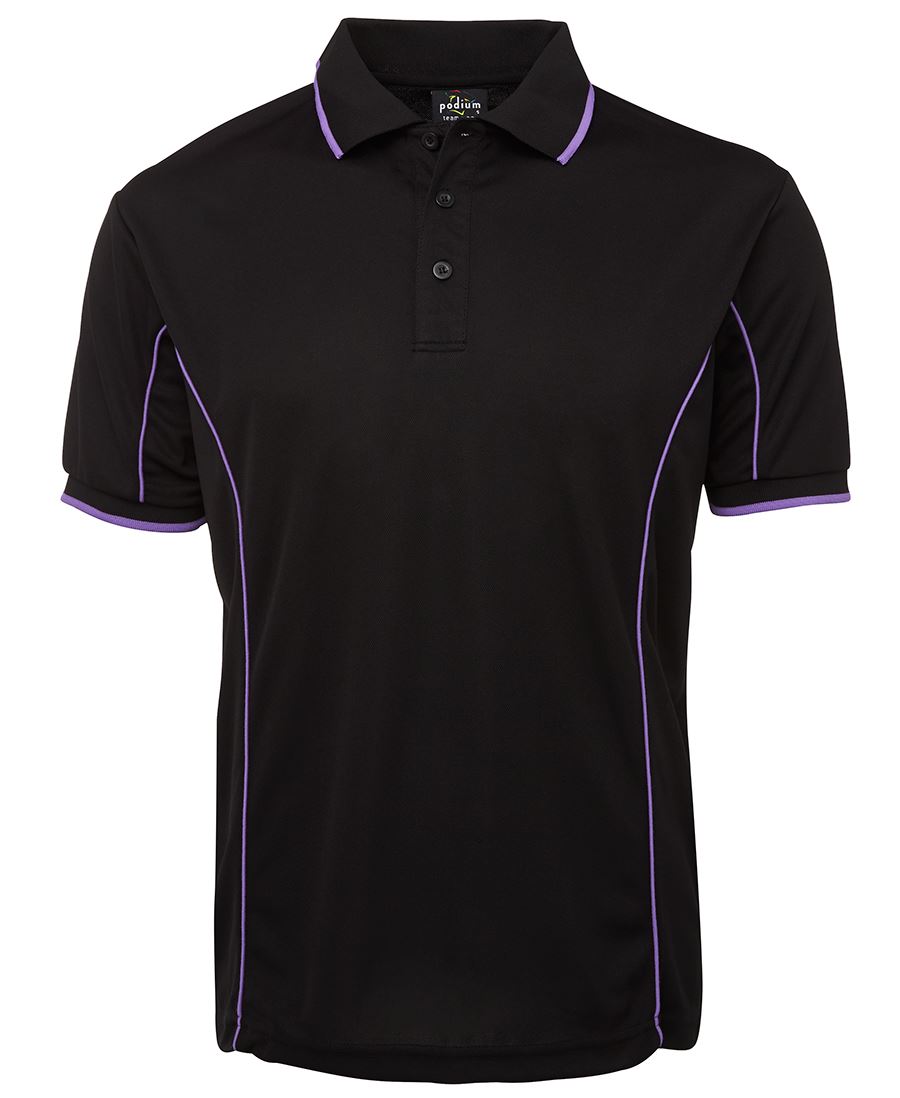 PODIUM S/S PIPING POLO BLACK/RED