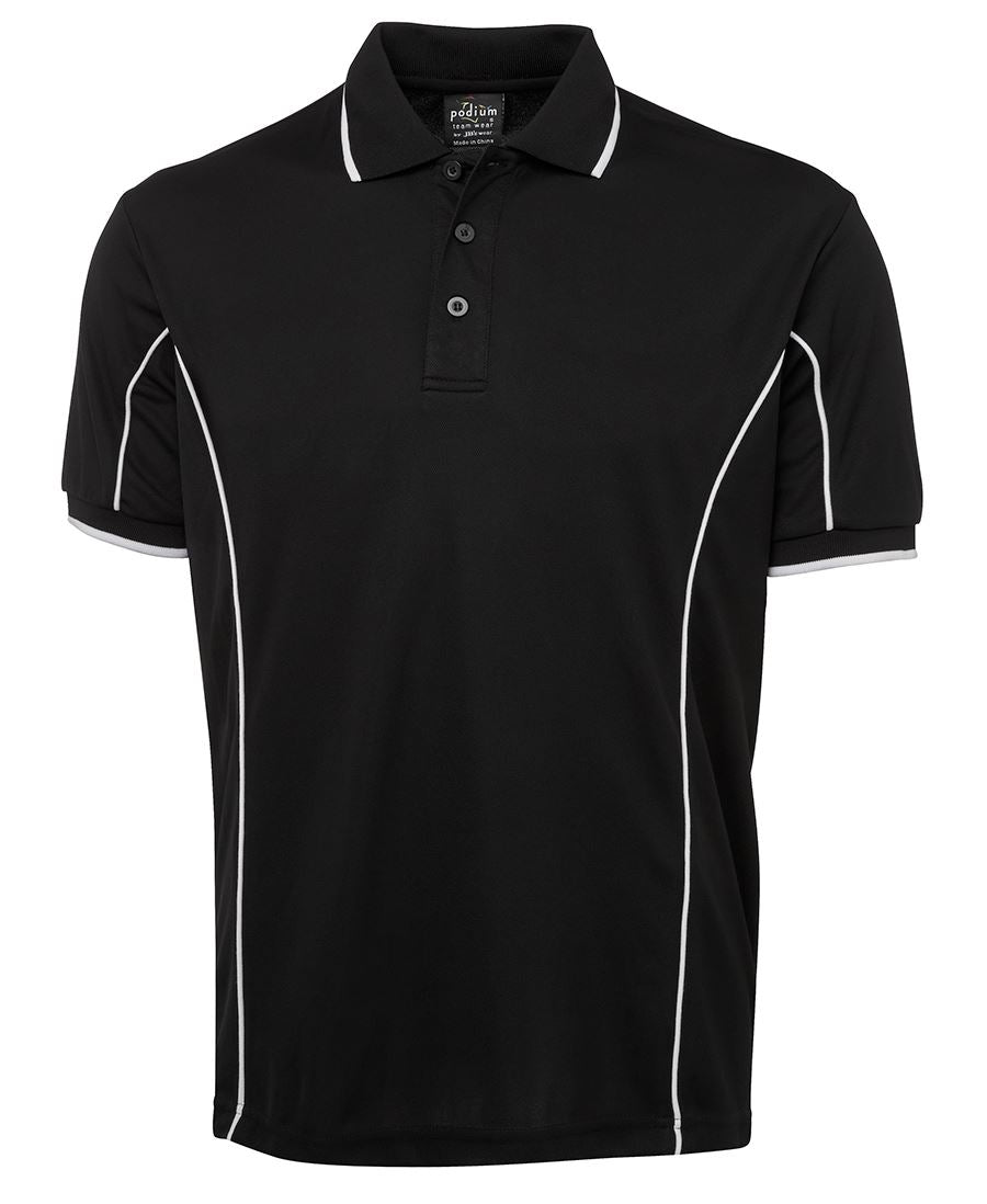 PODIUM S/S PIPING POLO BLACK/RED