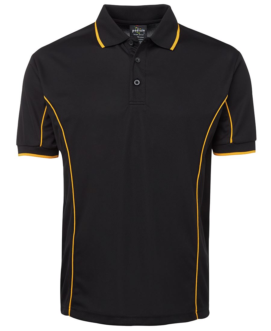 PODIUM S/S PIPING POLO BLACK/RED