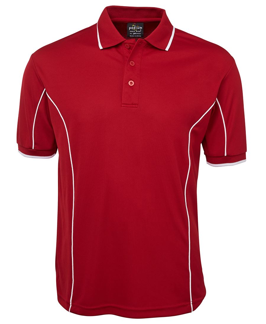 PODIUM S/S PIPING POLO BLACK/RED