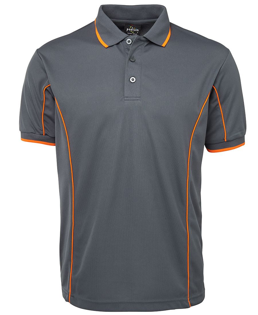 PODIUM S/S PIPING POLO BLACK/RED