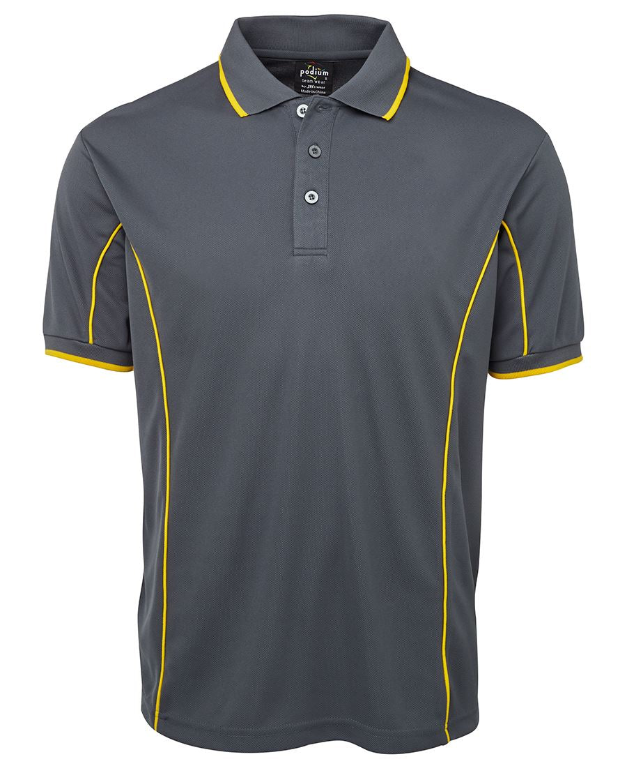 PODIUM S/S PIPING POLO BLACK/RED