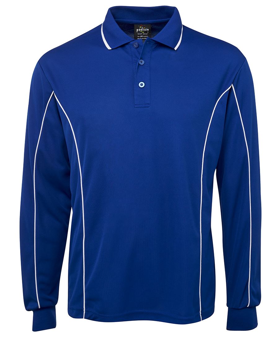 PODIUM L/S PIPING POLO BLACK/RED