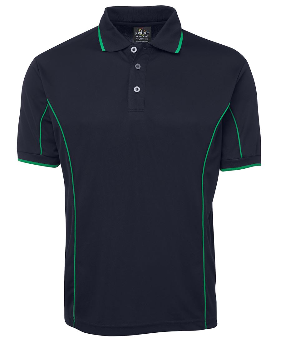 PODIUM S/S PIPING POLO BLACK/RED