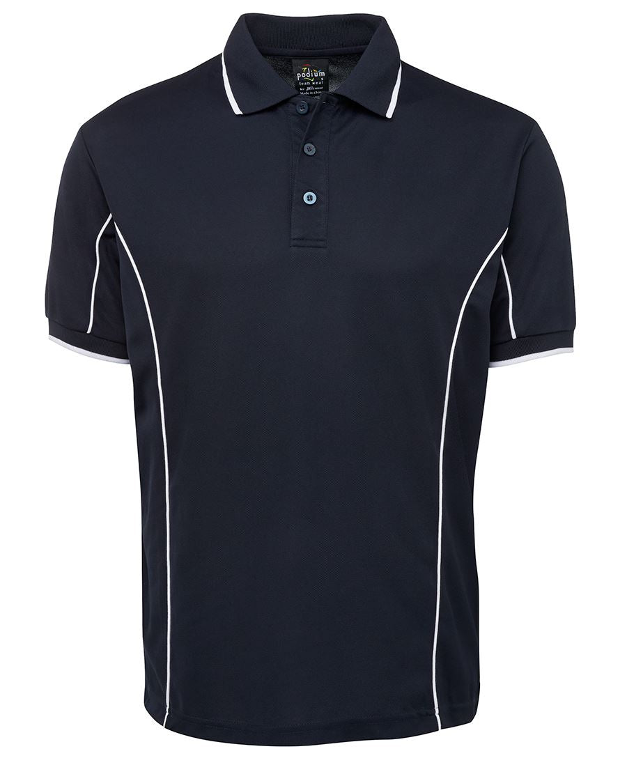 PODIUM S/S PIPING POLO BLACK/RED