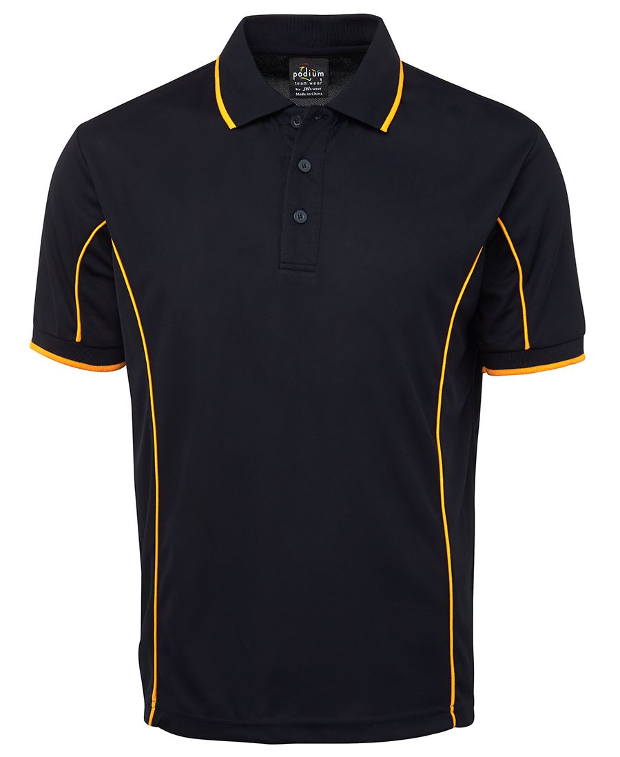 PODIUM S/S PIPING POLO BLACK/RED