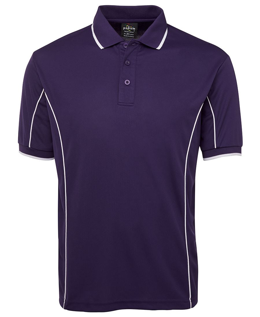 PODIUM S/S PIPING POLO BLACK/RED
