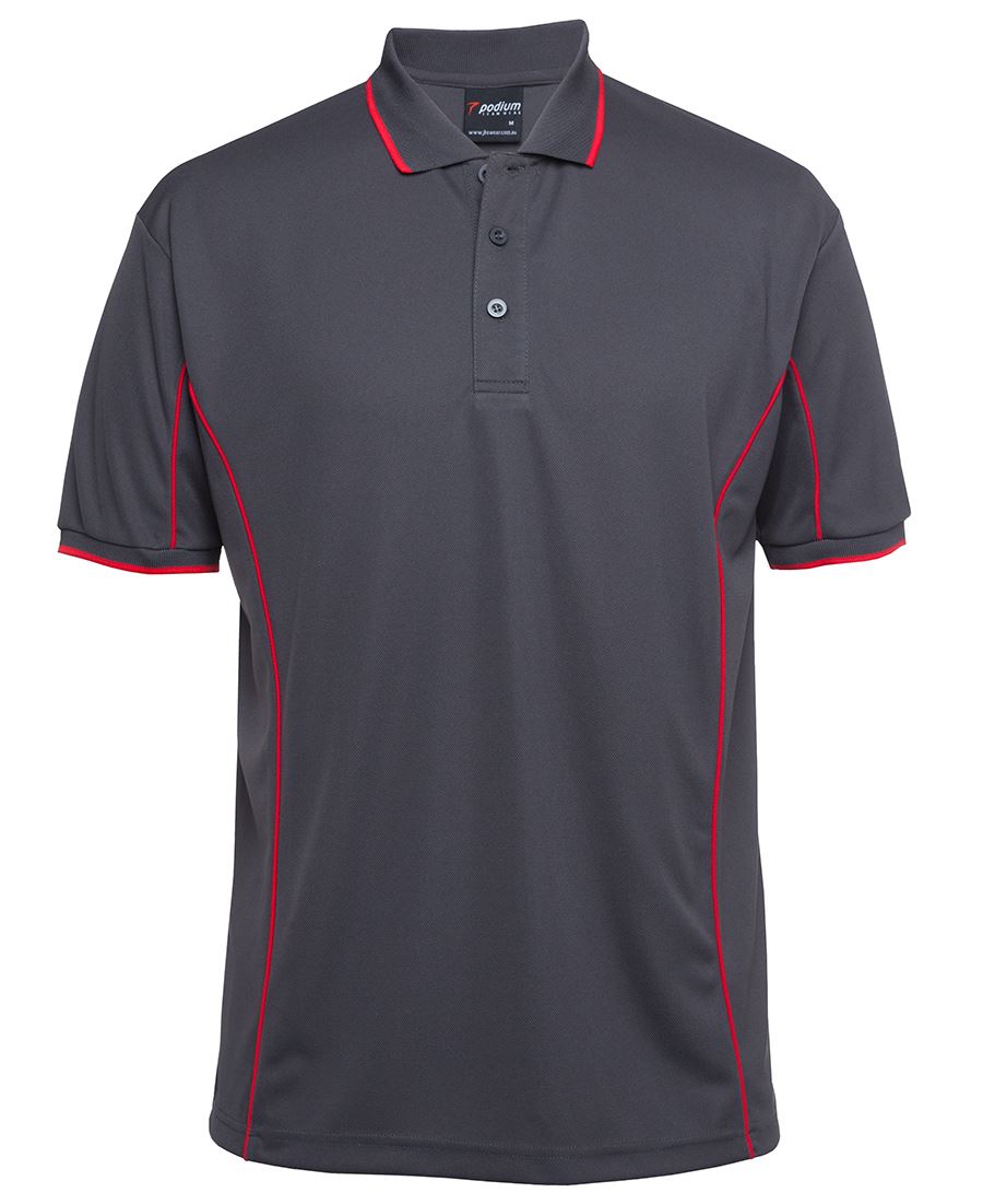 PODIUM S/S PIPING POLO BLACK/RED
