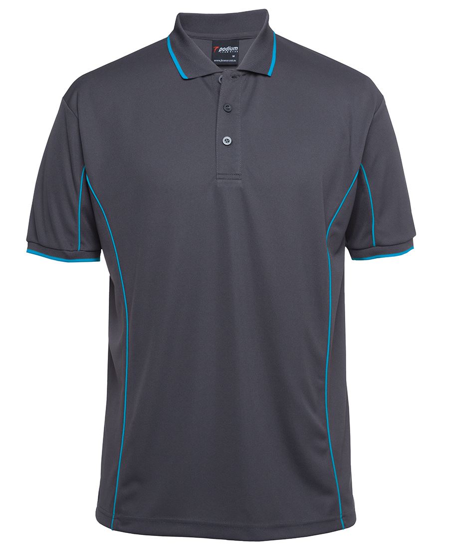 PODIUM S/S PIPING POLO BLACK/RED