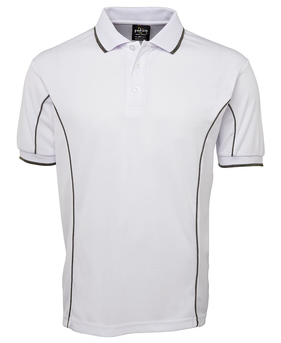 PODIUM S/S PIPING POLO BLACK/RED