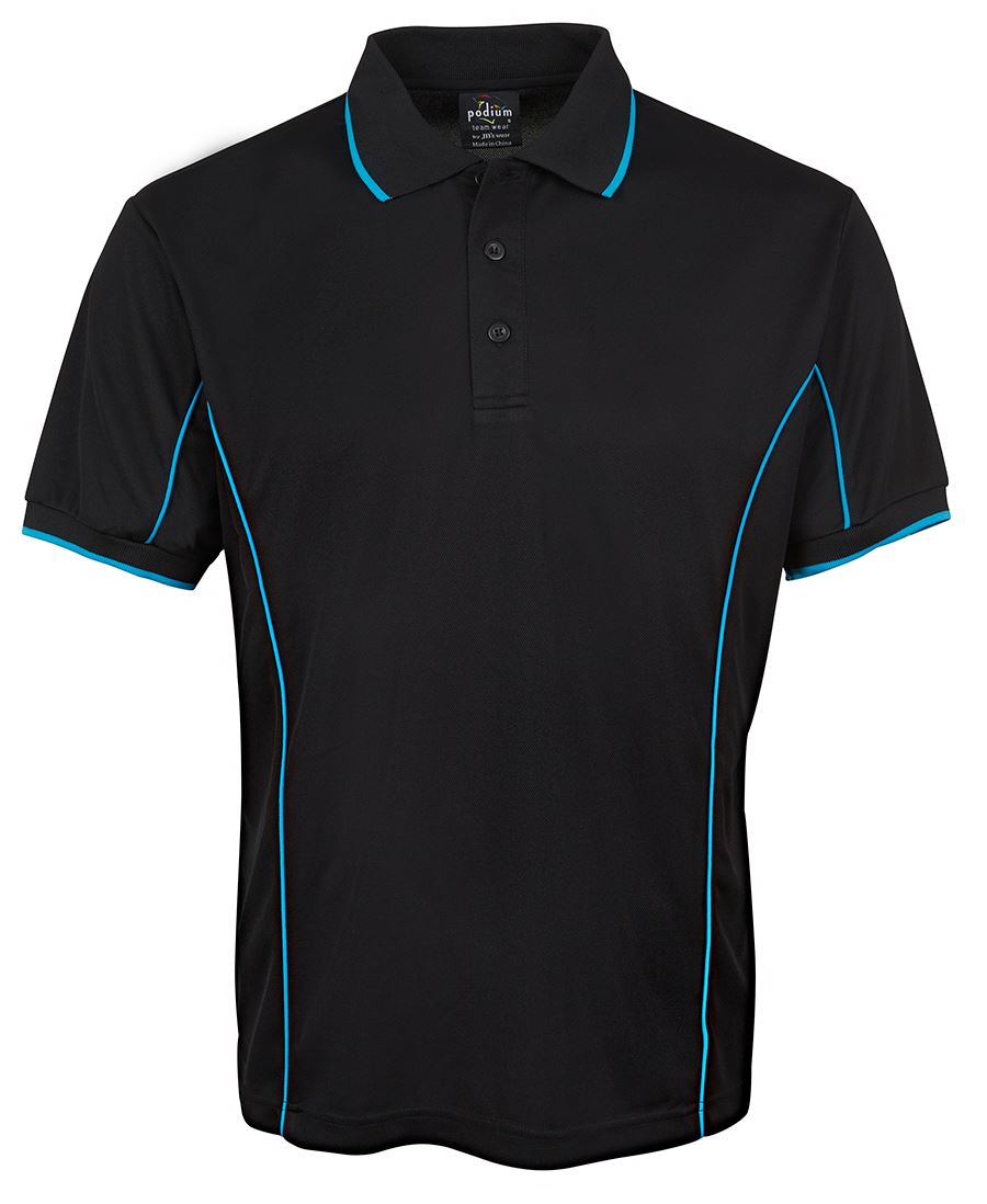 PODIUM S/S PIPING POLO BLACK/RED