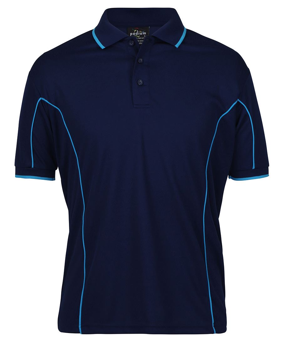 PODIUM S/S PIPING POLO BLACK/RED