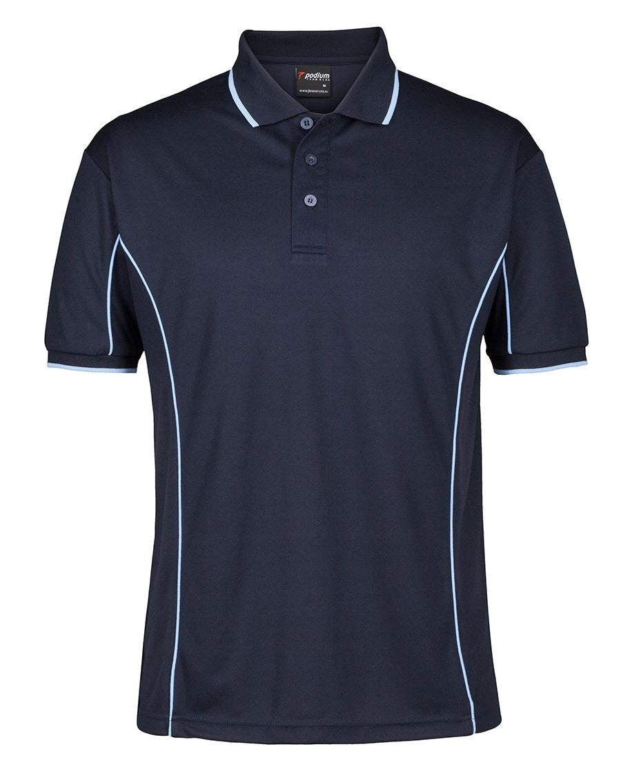 PODIUM S/S PIPING POLO BLACK/RED