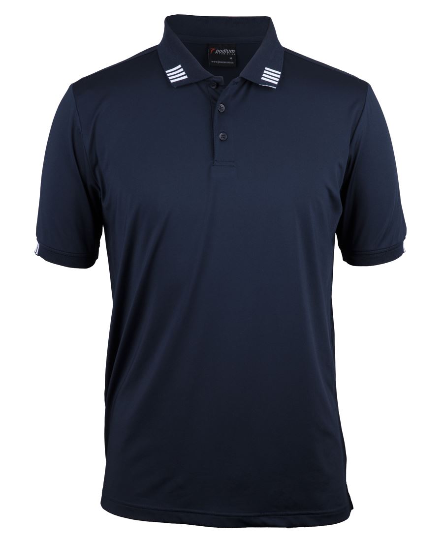 PODIUM 4 STRIPE S/S STRETCH POLO NAVY/WHITE