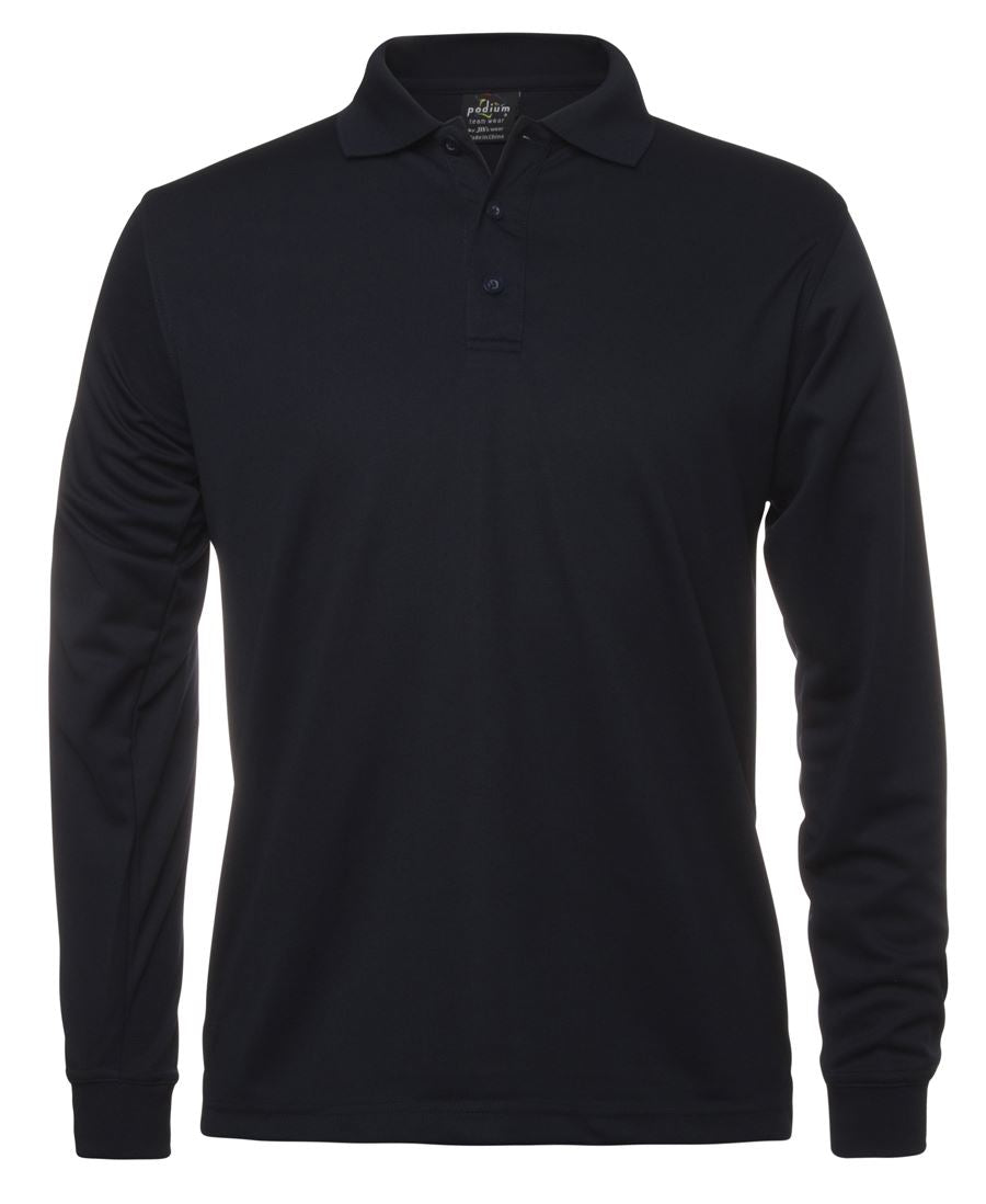 PODIUM L/S POLY POLO NAVY