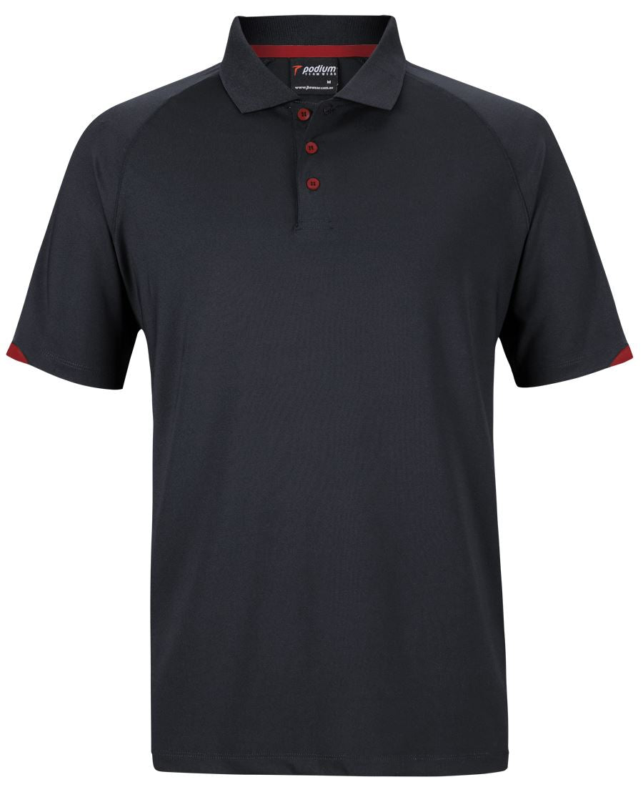 PODIUM CONTRAST STRETCH POLO BLACK/RED
