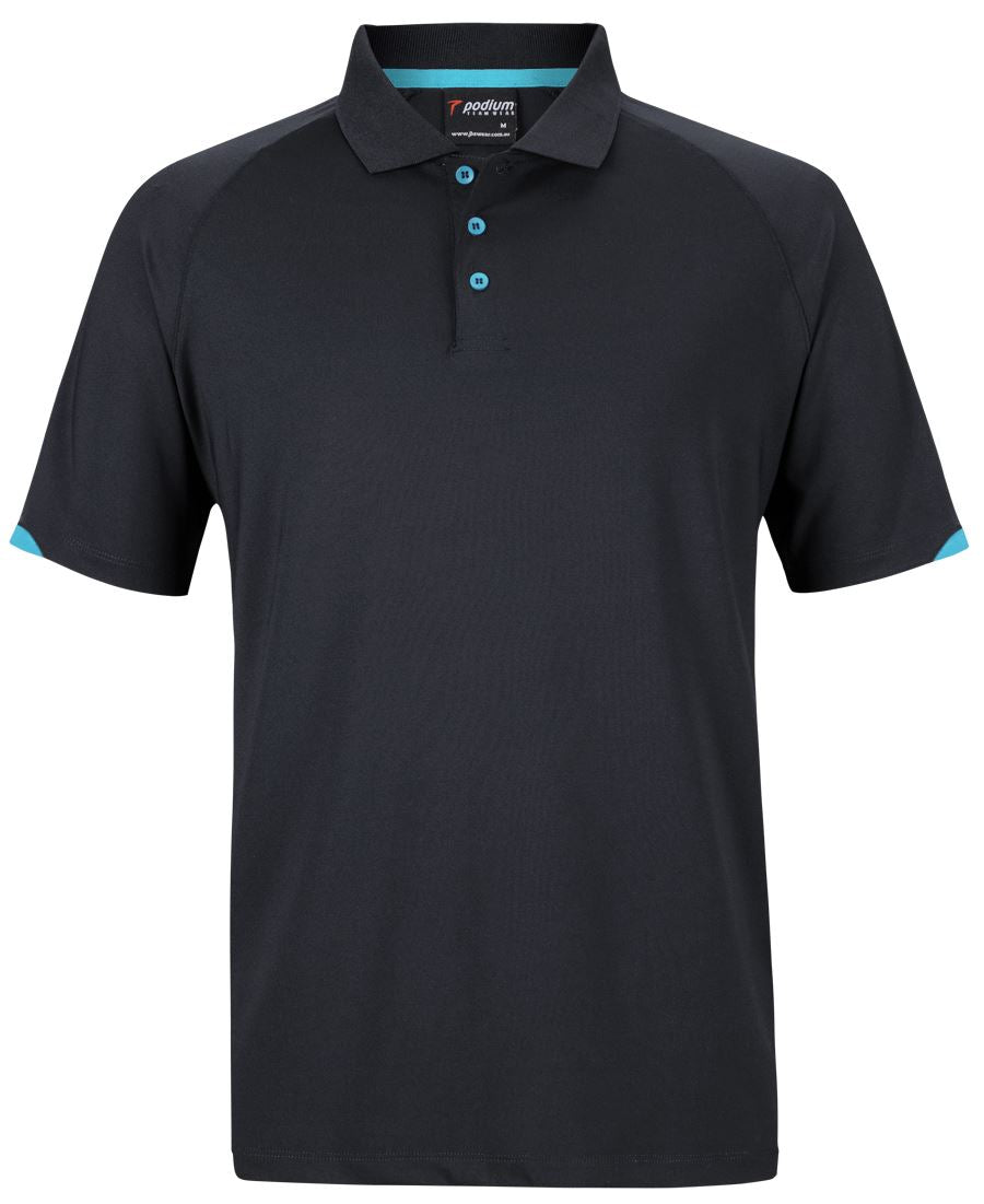 PODIUM CONTRAST STRETCH POLO BLACK/RED