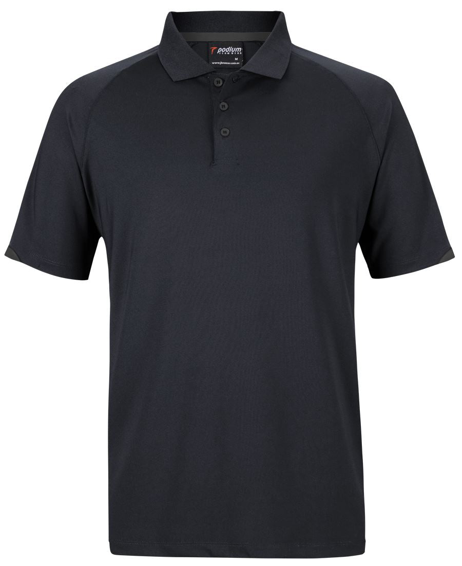 PODIUM CONTRAST STRETCH POLO BLACK/RED