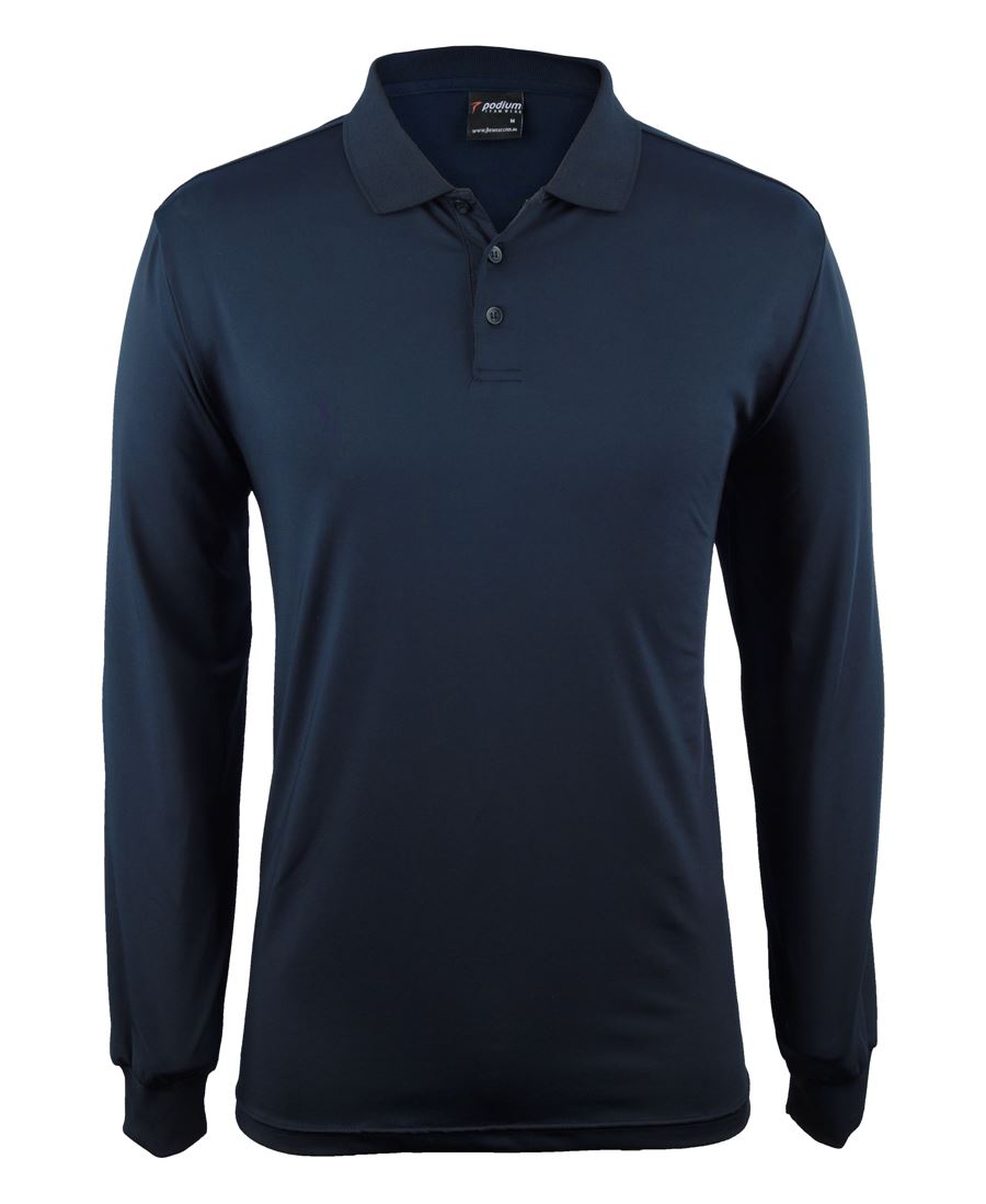 PODIUM L/S STRETCH POLO NAVY