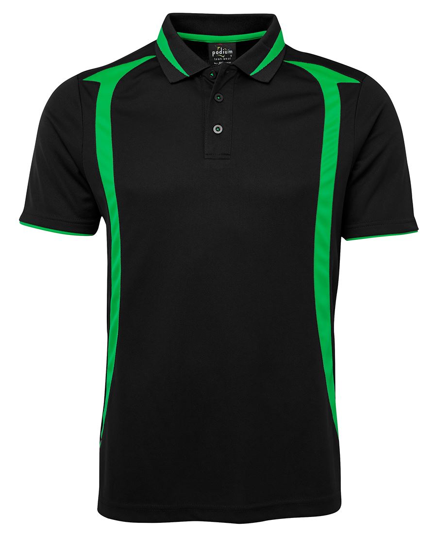 PODIUM SWIRL POLO BLACK/PEA GREEN