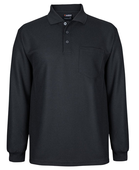 PODIUM L/S WAFFLE POCKET POLO NAVY