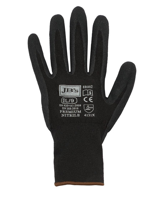 JB's PREMIUM BLACK NITRILE BRTHABLE GLOVE (12 PK) - L