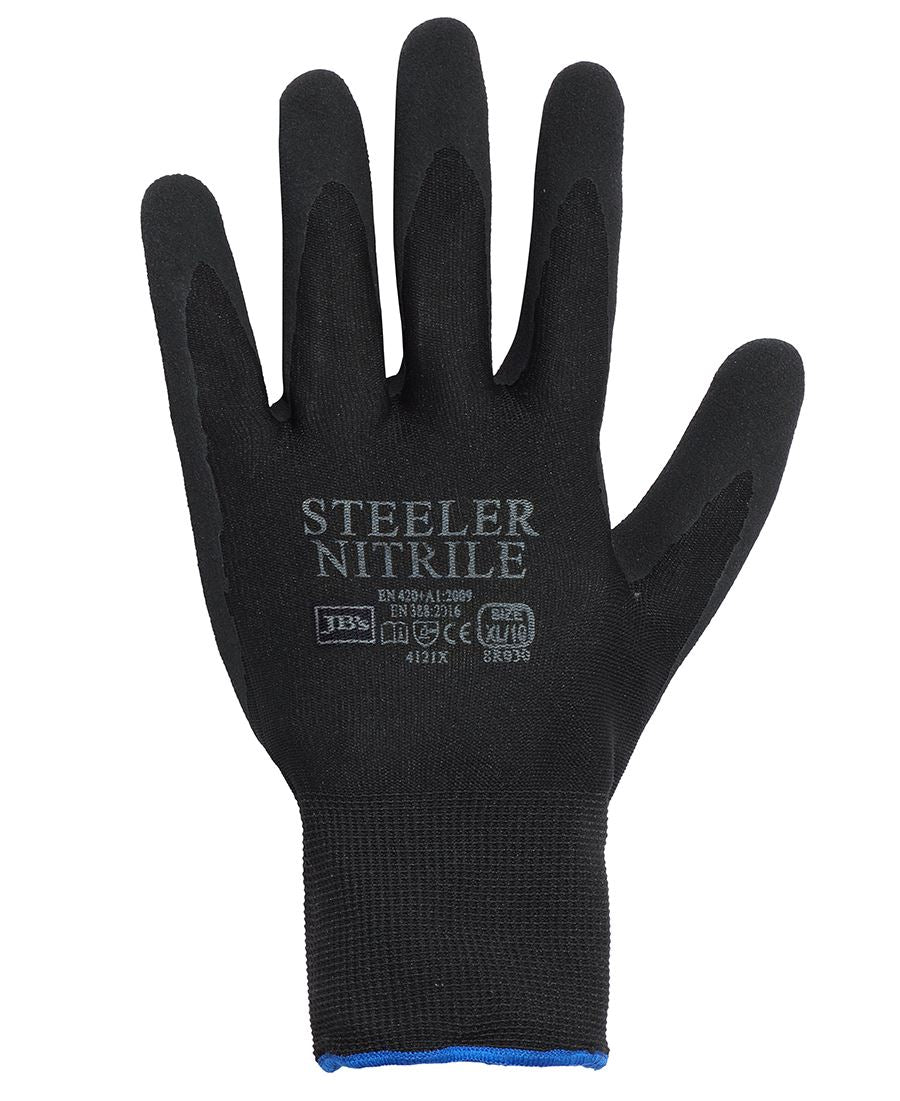 JB's STEELER SANDY NITRILE GLOVE (12PK) BLACK/BLACK-M